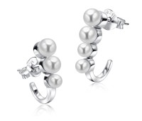 Beautiful Designed with Pearl Silver Ear Stud STS-5482